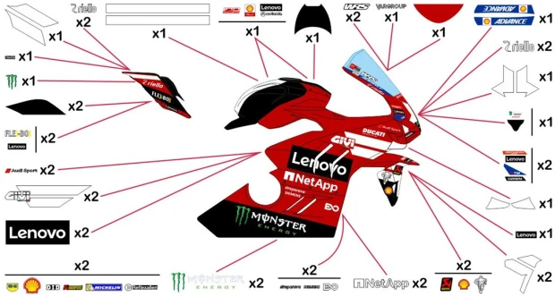 Stickers replica Ducati Lenovo MotoGP 2026 | street