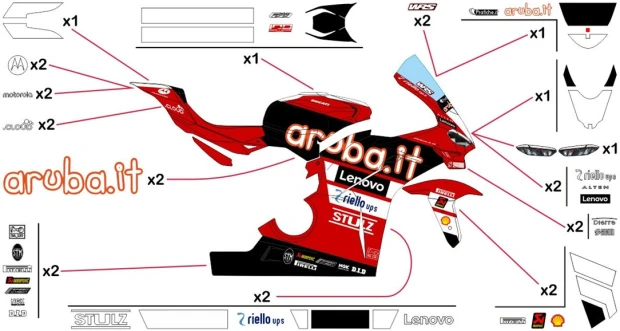 Stickers replica Ducati Aruba WSBK 2026 | race