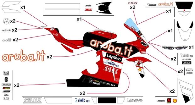 Stickers replica Ducati Aruba WSBK 2026 | street