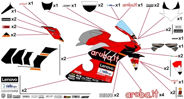 Kit adesivi replica Ducati Aruba WSBK 2022 | corsa