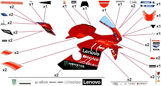 Kit adesivi replica Ducati Lenovo MotoGP 2024 | strada