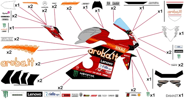 Kit adesivi replica Ducati Aruba WSBK 2024 | corsa