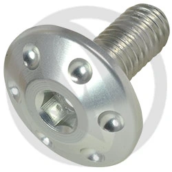 Drilled slotted flat mushroom large head screw hexagon socket FORSIL - silver ergal 7075
