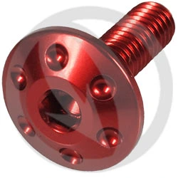 Drilled slotted flat mushroom large head screw hexagon socket FORROS - red ergal 7075 | Lightech