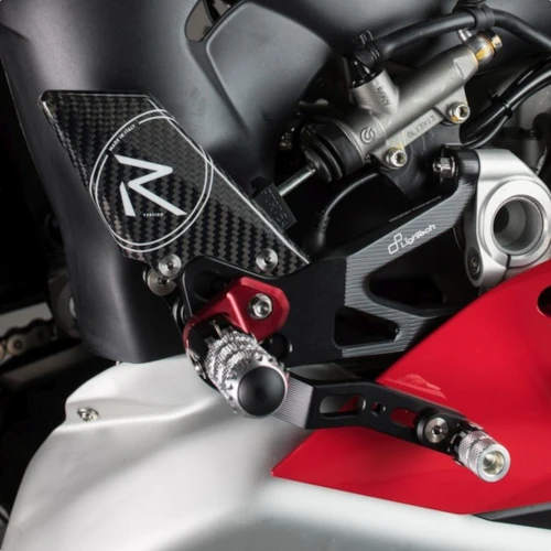 Couple of black R version adjustable rearsets with double gear | Lightech