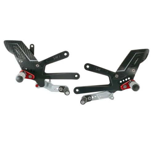 Couple of black R version adjustable rearsets with double gear | Lightech