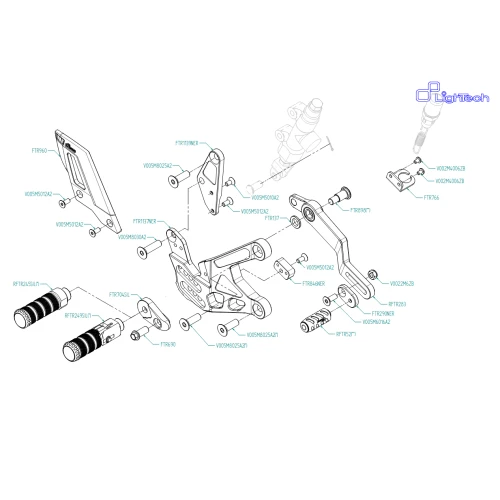 Couple of adjustable rearsets with pliable footpeg and standard gear | Lightech