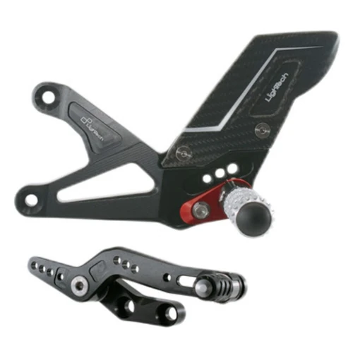 Couple of black R version adjustable rearsets with double gear | Lightech