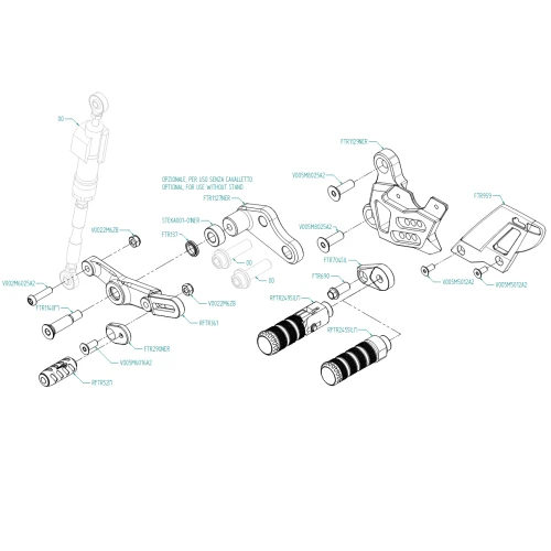 Couple of adjustable rearsets with fixed footpeg and double gear | Lightech