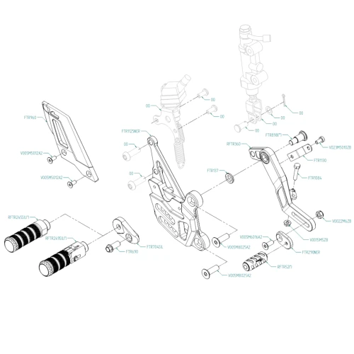 Couple of adjustable rearsets with fixed footpeg and double gear | Lightech