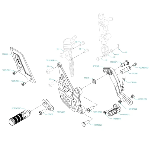 Couple of R version adjustable rearsets and double gear | Lightech