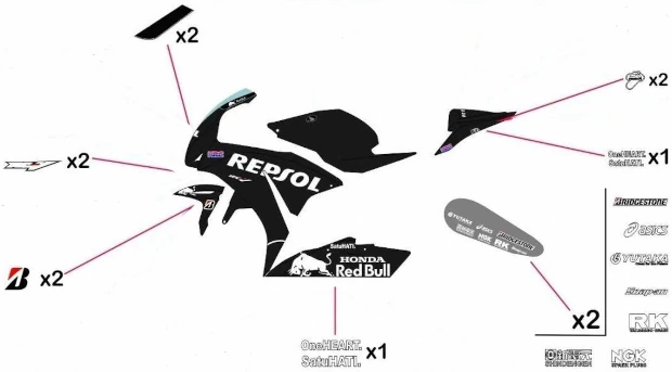 Kit adesivi replica Honda Repsol MotoGP 2016 Test | strada