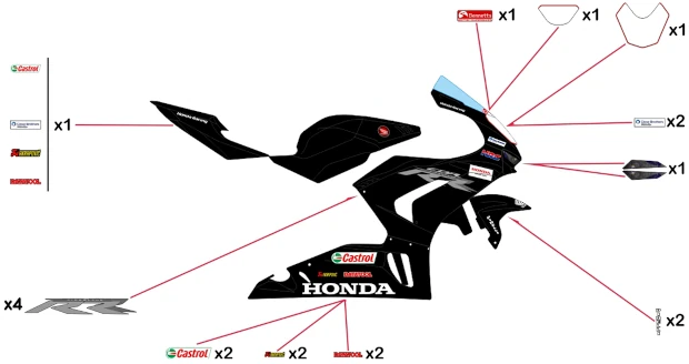 Kit adesivi replica Honda Racing BSB 2020 Test | strada