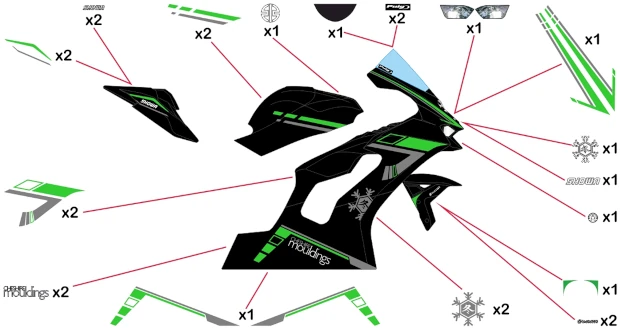 Stickers replica Kawasaki Racing WSBK 2024 Test v2 | street