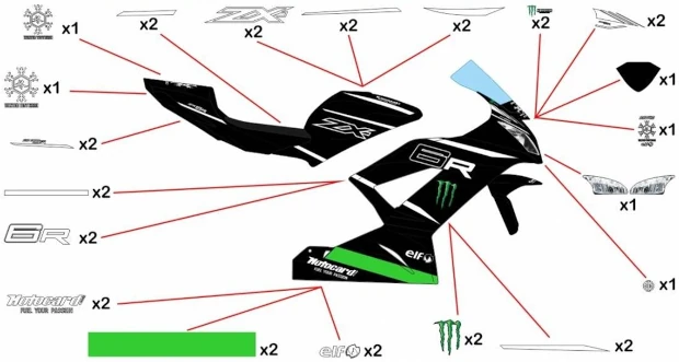 Kit adesivi replica Kawasaki Racing WSBK 2019 Test | corsa