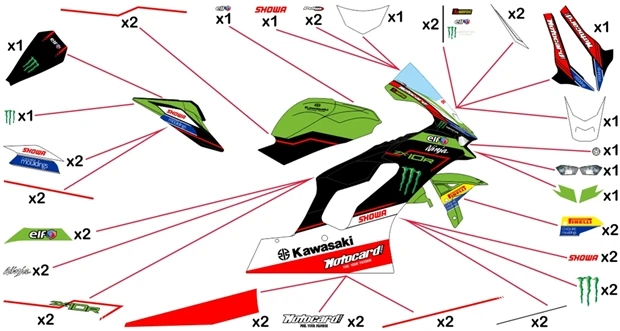 Kit adesivi replica Kawasaki Racing WSBK 2022 | strada
