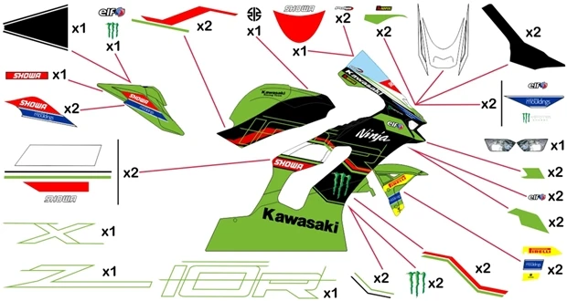 Stickers replica Kawasaki Racing WSBK 2023 | race 
