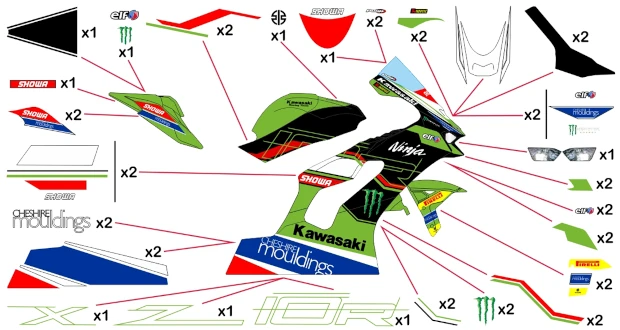 Kit adesivi replica Kawasaki Racing WSBK 2023 v2 | corsa