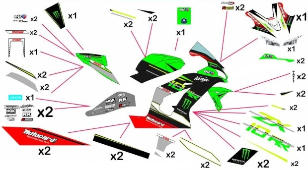 Stickers replica Kawasaki Racing WSBK 2019 | race 