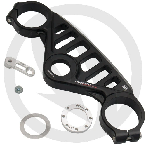 Black racing top triple clamp | Melotti Racing