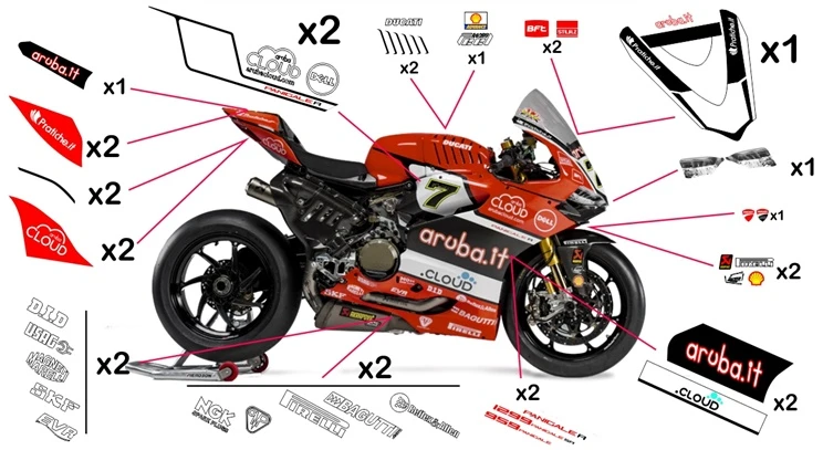 Kit adesivi replica Ducati Aruba SBK 2016 (corsa da non verniciare trasparente)