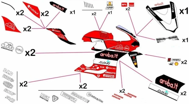 Stickers replica Ducati Aruba SBK 2016 | race