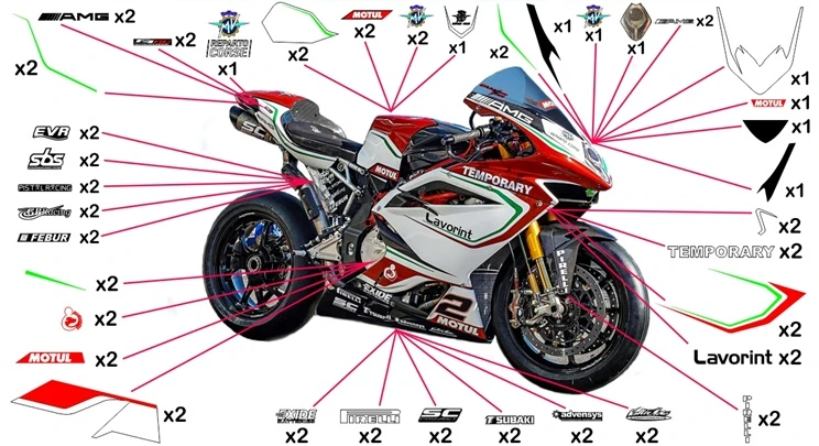 Kit adesivi replica MV Agusta F4 Reparto Corse SBK 2016 (corsa da non verniciare trasparente)