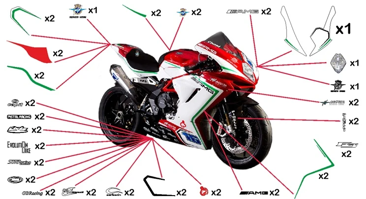 Stickers replica MV Agusta F3 Reparto Corse SS 2015 (race not to be clear coated)