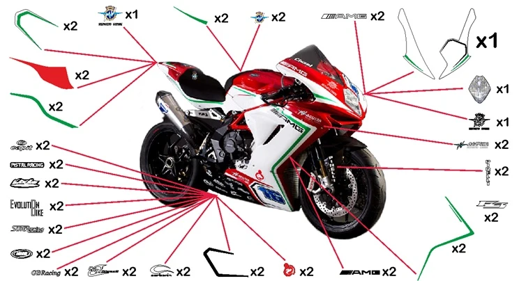 Stickers replica MV Agusta F3 Reparto Corse SS 2015 (street not to be clear coated)
