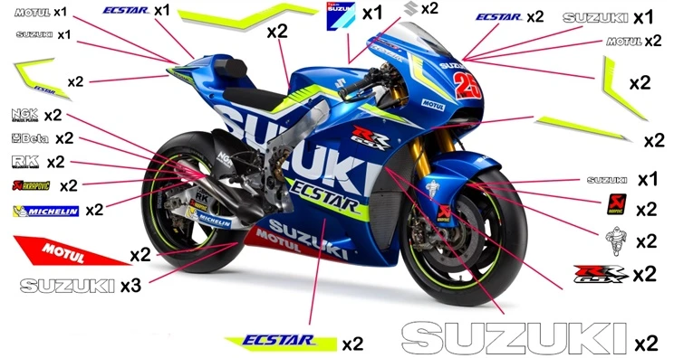 Kit Adesivi Cerchi Moto TotalSkin - Grafica Suzuki Ecstar