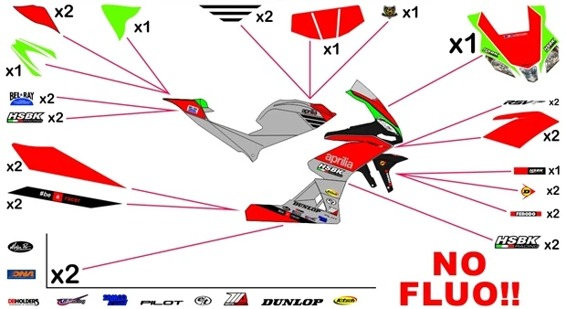 Stickers replica Aprilia RSV4 RF HSBK STK USA 2016 (race not to be clear coated - no fluo)