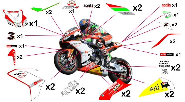 Kit adesivi replica Aprilia RSV4 RF Max Biaggi SBK 2015 (corsa da non verniciare trasparente)