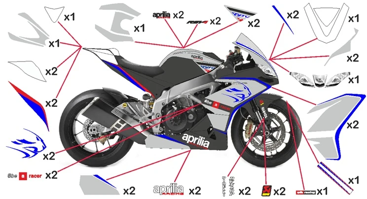 Stickers replica Aprilia RSV4 Racing (race not to be clear coated)