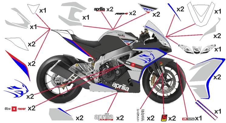 Stickers replica Aprilia RSV4 Racing (race to be clear coated)