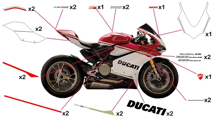 Kit adesivi Ducati 90th Anniversary (strada da non verniciare trasparente)