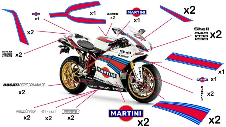 Kit adesivi Ducati Martini Racing (corsa da non verniciare trasparente)