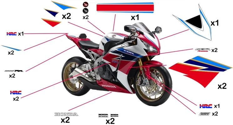 Kit adesivi replica Honda HRC 2016 (strada da non verniciare trasparente)