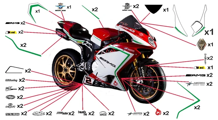 Kit adesivi replica MV Agusta F4 Reparto Corse SBK 2015 (corsa da non verniciare trasparente)