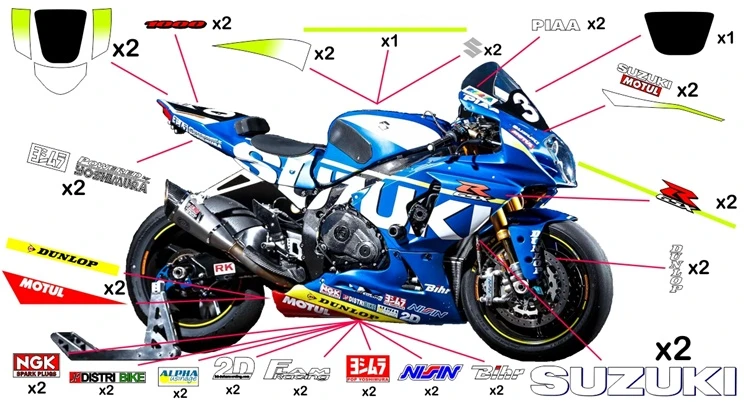 Stickers replica Suzuki GSX-R 1000 EWC SERT Endurance 2015 (race not to be clear coated - no fluo)