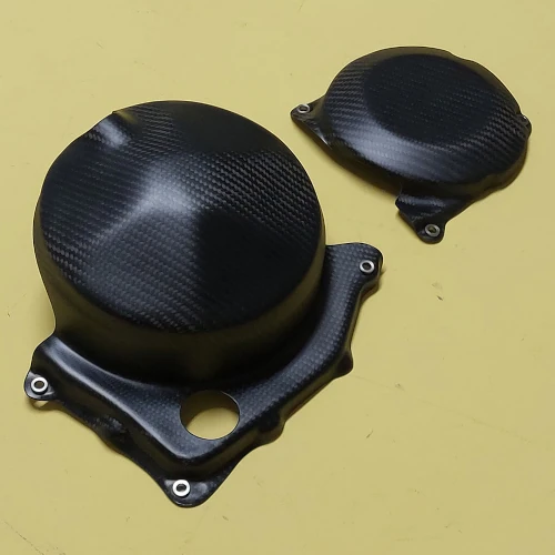 Kit of engine case guards | glossy twill carbon