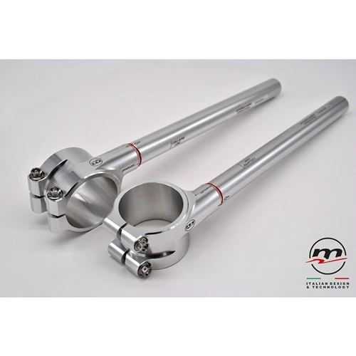 Couple of racing silver clip-ons diameter 50 mm | Melotti Racing