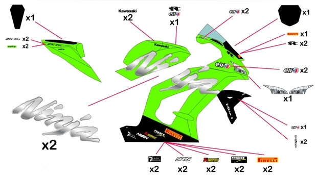 Stickers Kawasaki SRC EWC 2016 300 KRT Edition / Performance / SE 2013 -