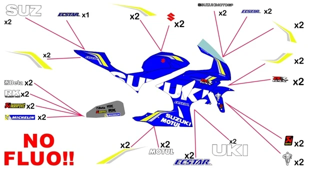 Stickers replica Suzuki Ecstar MotoGP 2018 (race - no fluo)