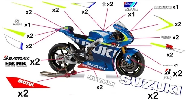 Kit adesivi replica Suzuki MotoGP 2015 (corsa - no fluo)