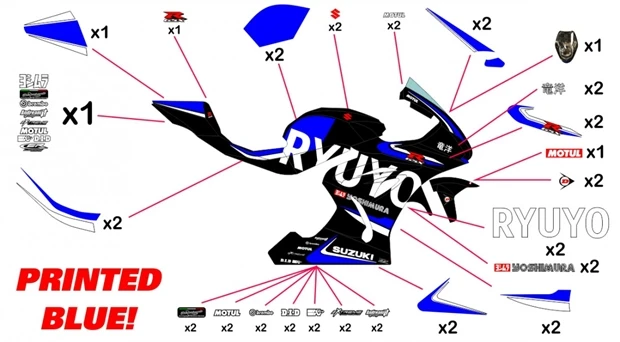 Stickers replica Suzuki Ryuyo | race no metalized