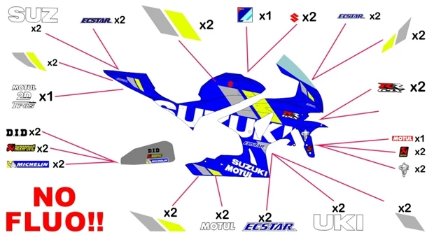 Stickers replica Suzuki Ecstar MotoGP 2019 | race no fluo