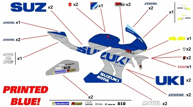 Stickers replica Suzuki Ecstar MotoGP 2020 | race no metalized