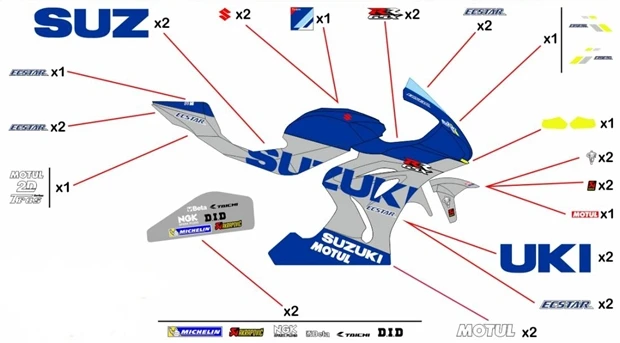 Kit adesivi replica Suzuki Ecstar MotoGP 2020 | corsa metallizzato