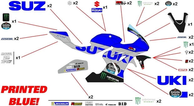 Kit adesivi replica Suzuki Ecstar MotoGP 2022 | corsa non metallizzato