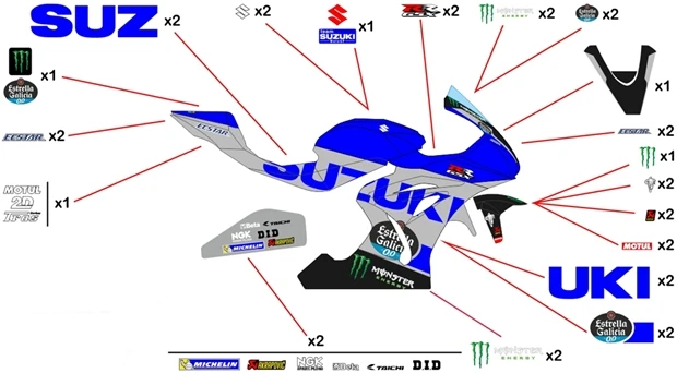 Kit adesivi replica Suzuki Ecstar MotoGP 2022 | corsa metallizzato